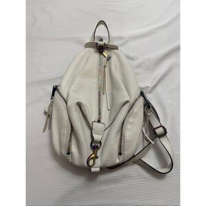 Rebecca Minkoff White Leather Oil Slick Rainbow Backpack Purse Handbag